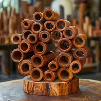 Escultura de madeira bambu