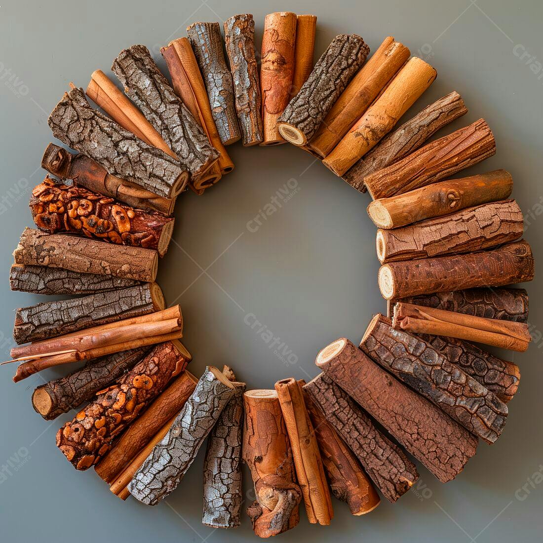 Coroa rústica de galhos marrons e cinzas