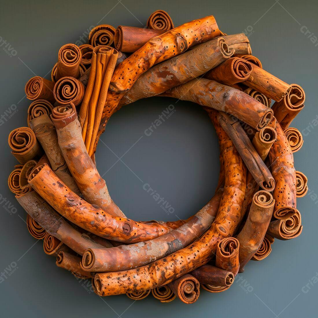 Coroa de canela artesanal decoração natalina