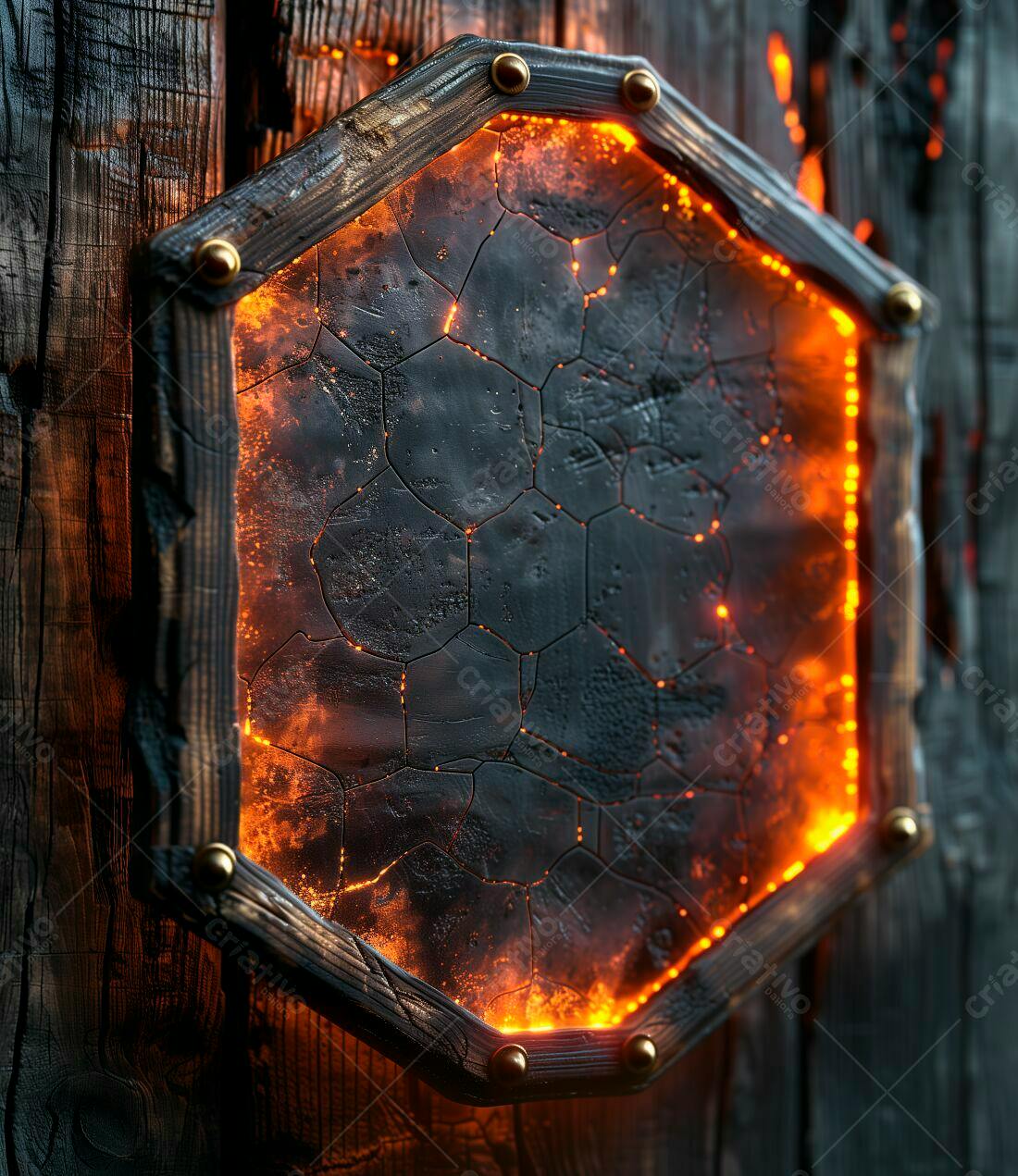 Placa de madeira com iluminação interna