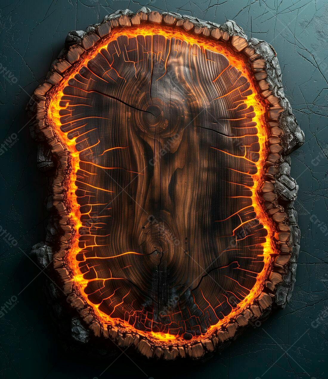 Corte de madeira com lava incandescente