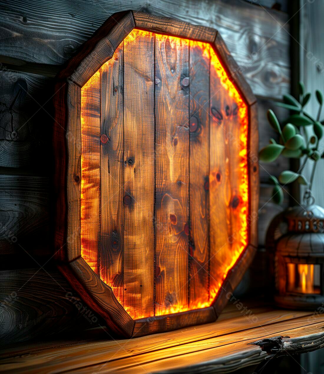 Painel de madeira iluminado estilo medieval