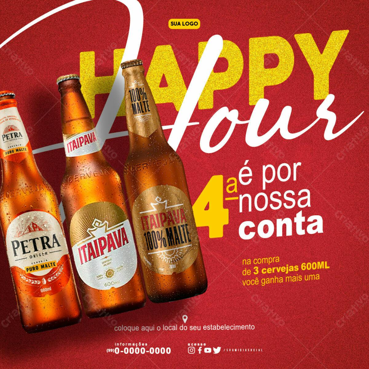 Flyer Happy Hour Cerveja PSD Editável