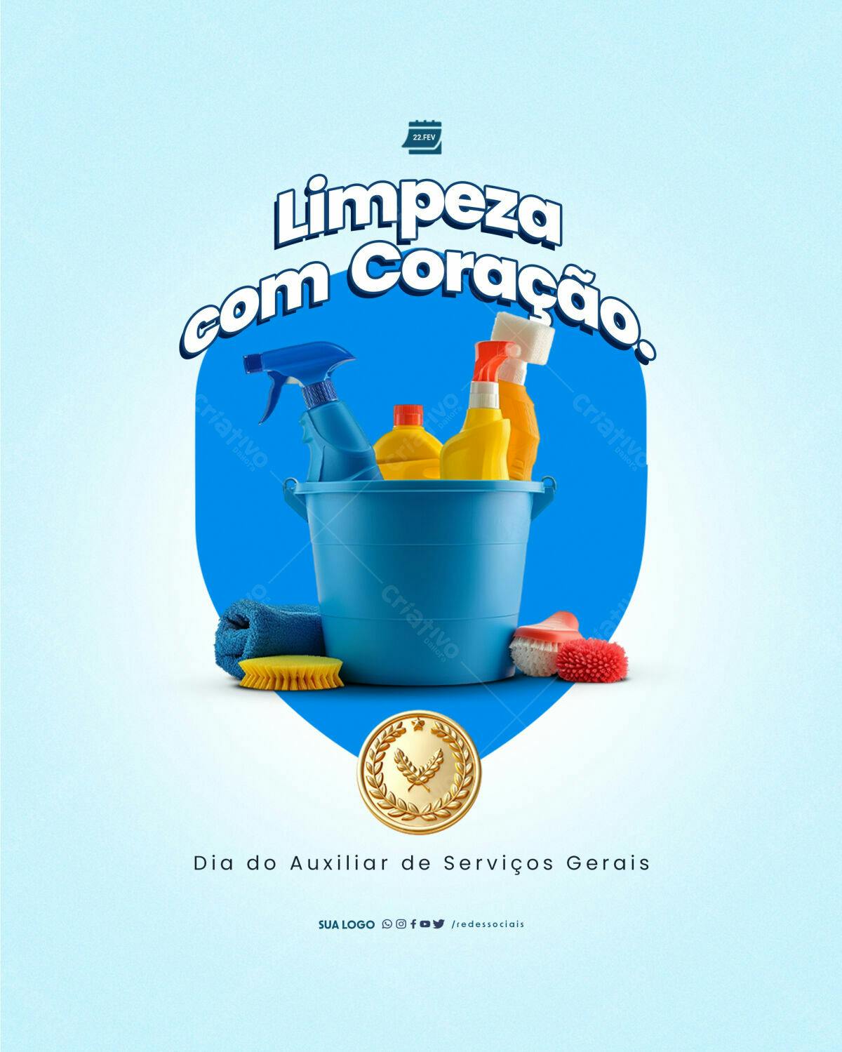 Post para o Dia do Auxiliar de Serviços Gerais PSD Editável