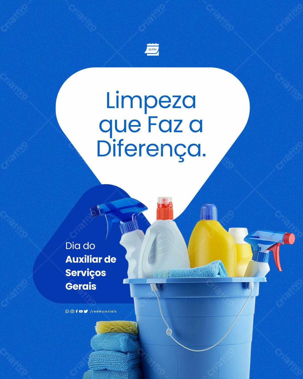 Post para Dia do Auxiliar de Serviços Gerais PSD Editável