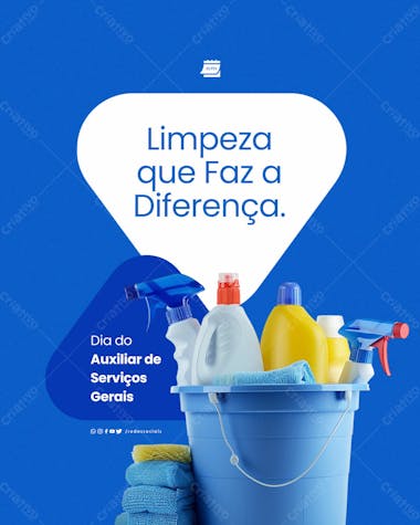 Social media dia do auxiliar de serviços gerais limpeza que faz a diferença