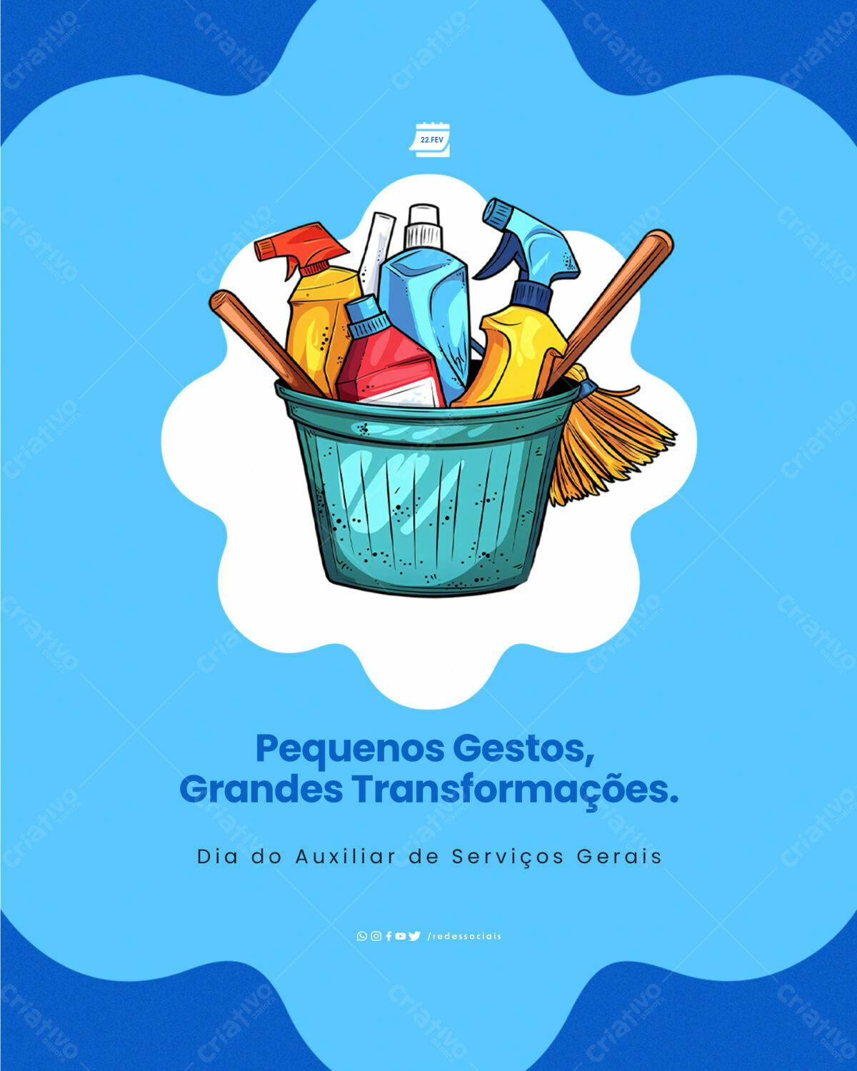 Flyer Dia do Auxiliar de Serviços Gerais PSD Editável