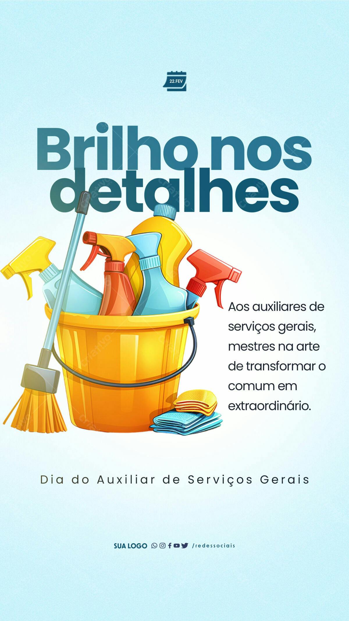 Flyer Dia do Auxiliar de Serviços Gerais PSD Editável