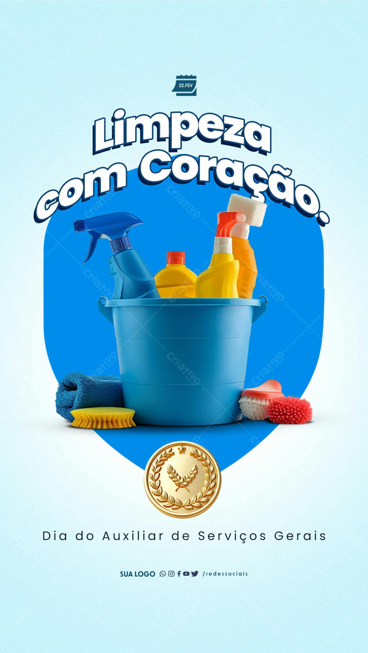 Flyer Dia do Auxiliar de Serviços Gerais PSD Editável