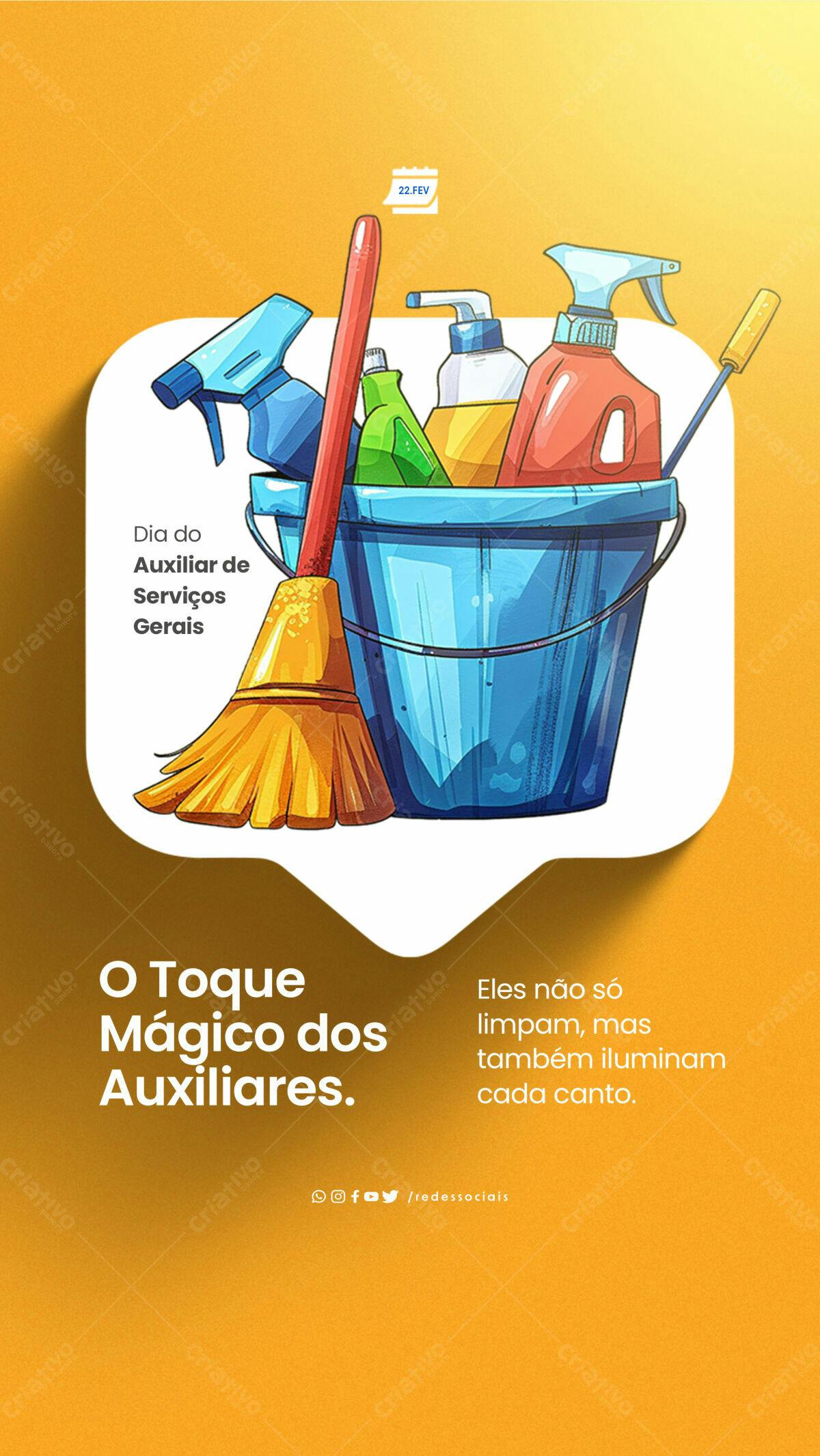 Flyer Dia do Auxiliar de Serviços Gerais PSD Editável