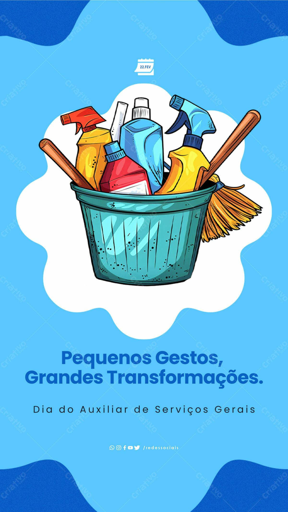 Flyer Dia do Auxiliar de Serviços Gerais PSD Editável