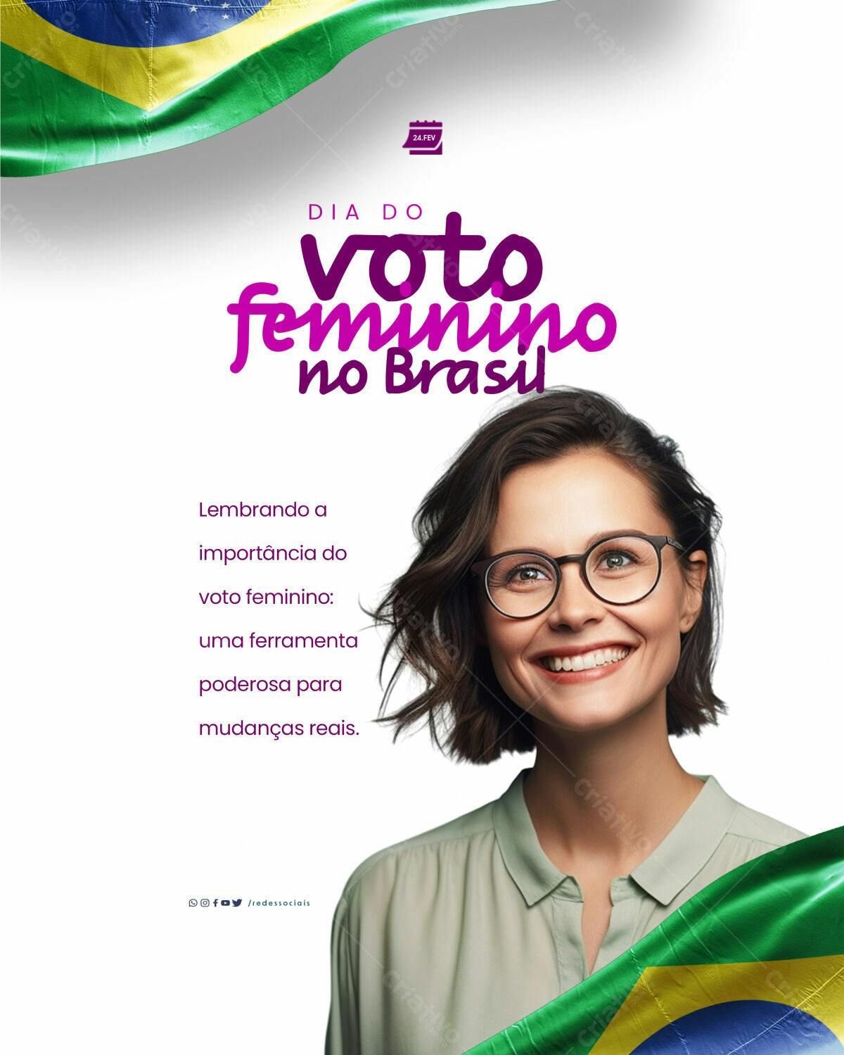Flyer Dia do Voto Feminino no Brasil PSD Editável