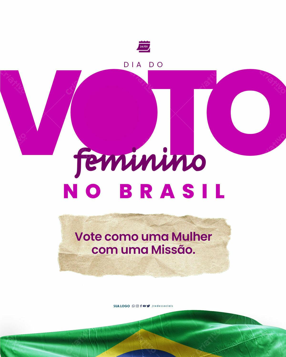 Flyer Dia do Voto Feminino PSD Editável