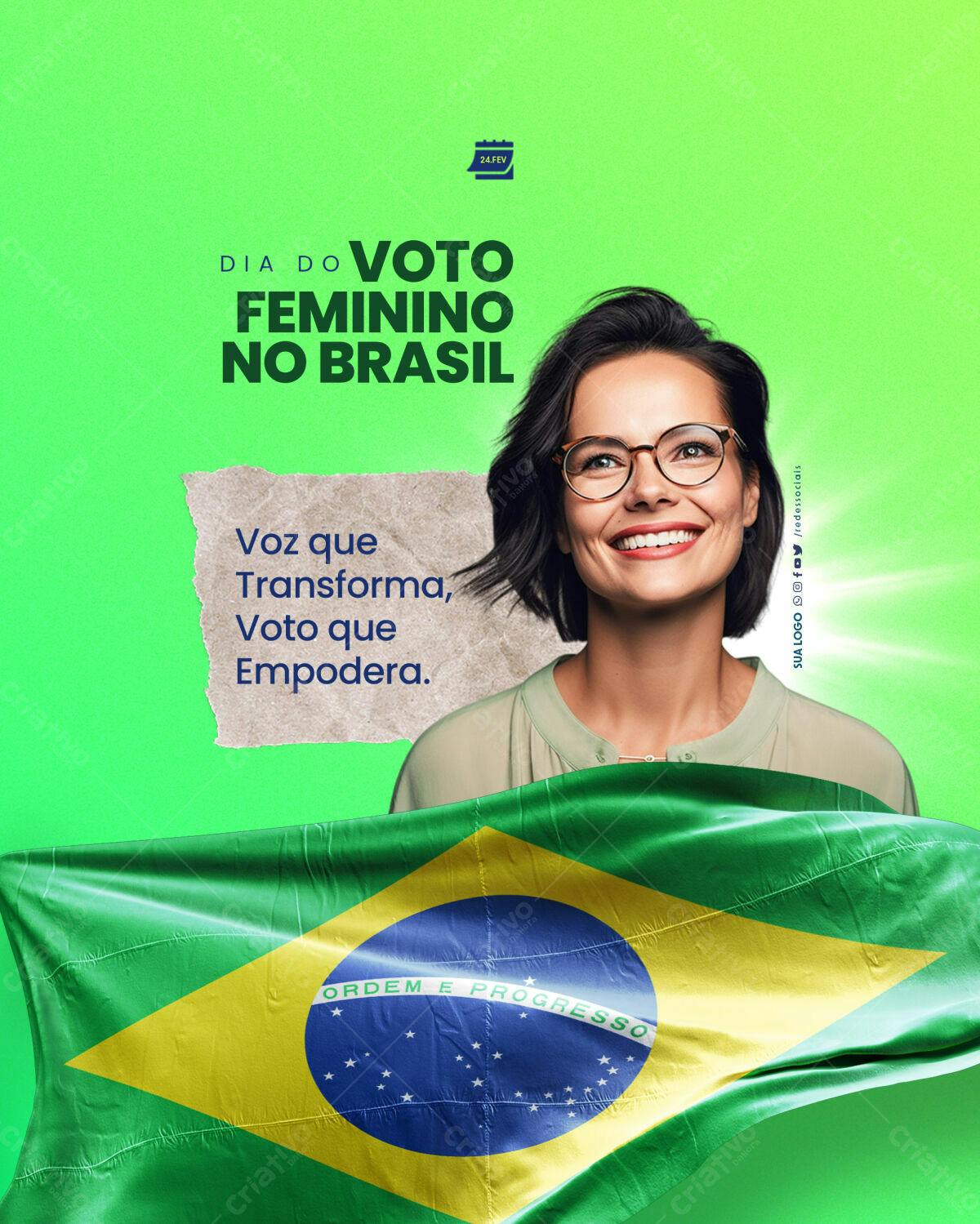 Flyer Dia do Voto Feminino no Brasil PSD Editável