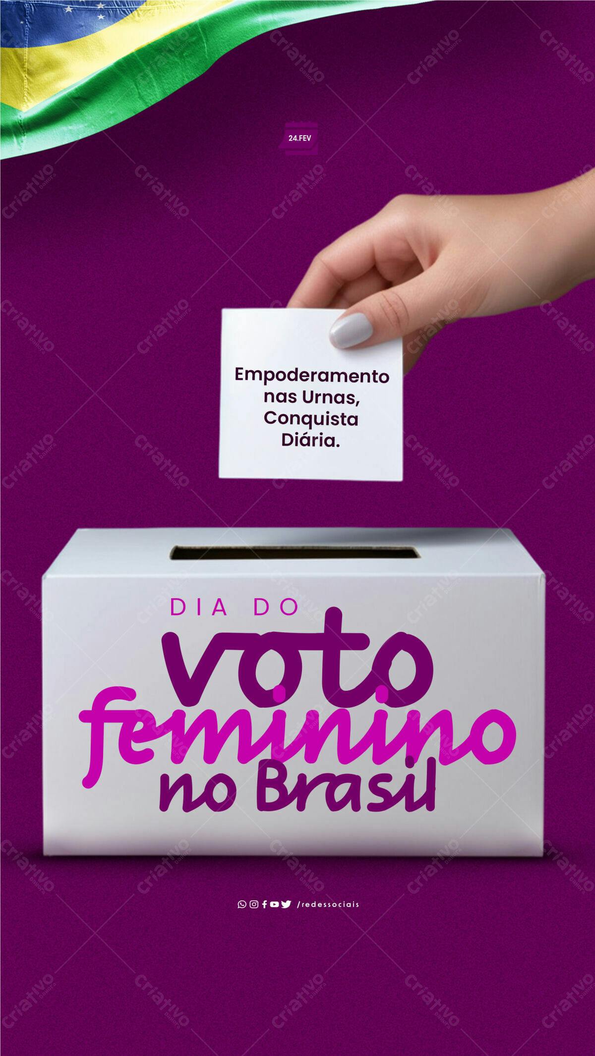 Flyer Dia do Voto Feminino no Brasil PSD Editável