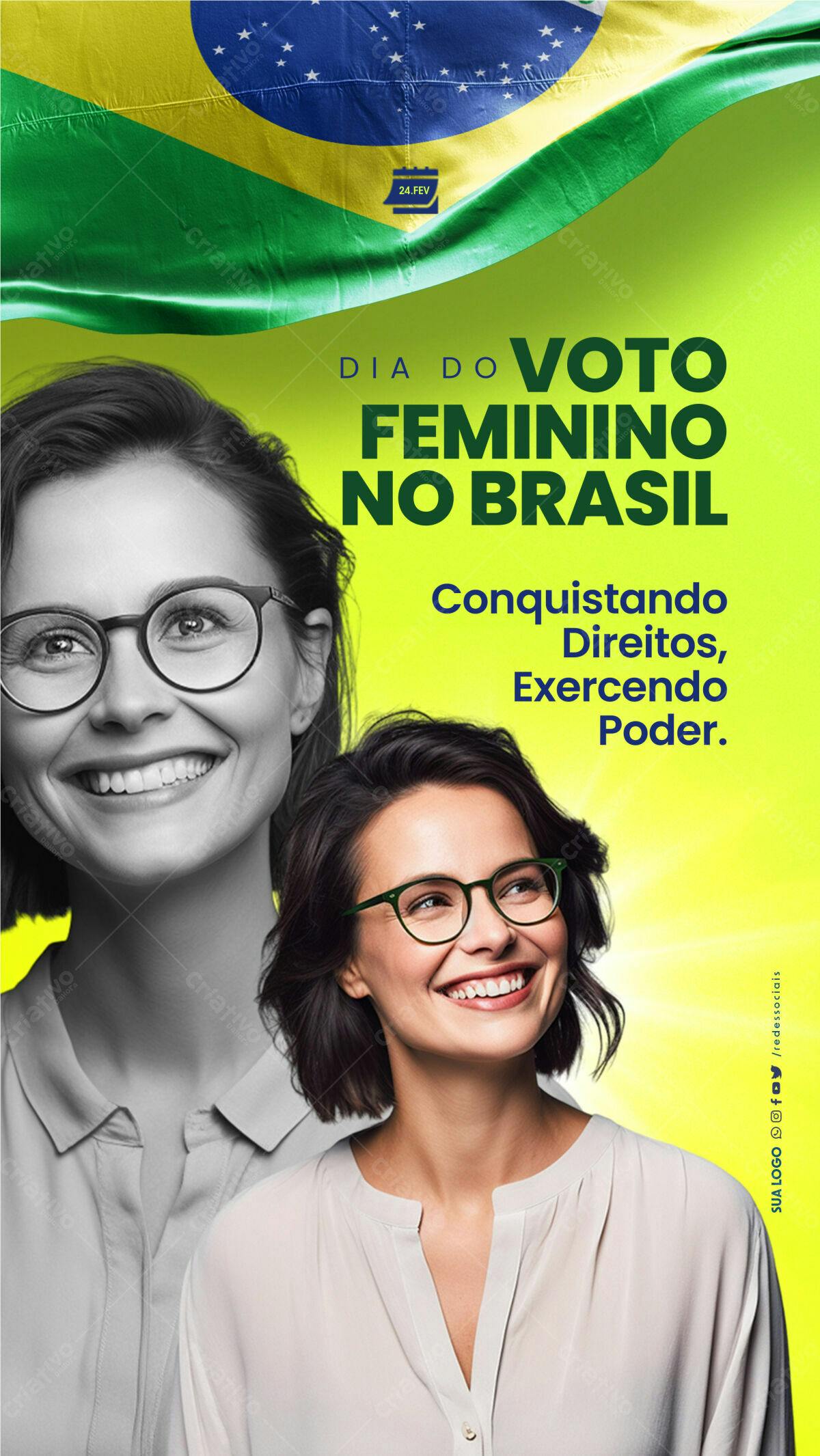 Post para Dia do Voto Feminino PSD Editável