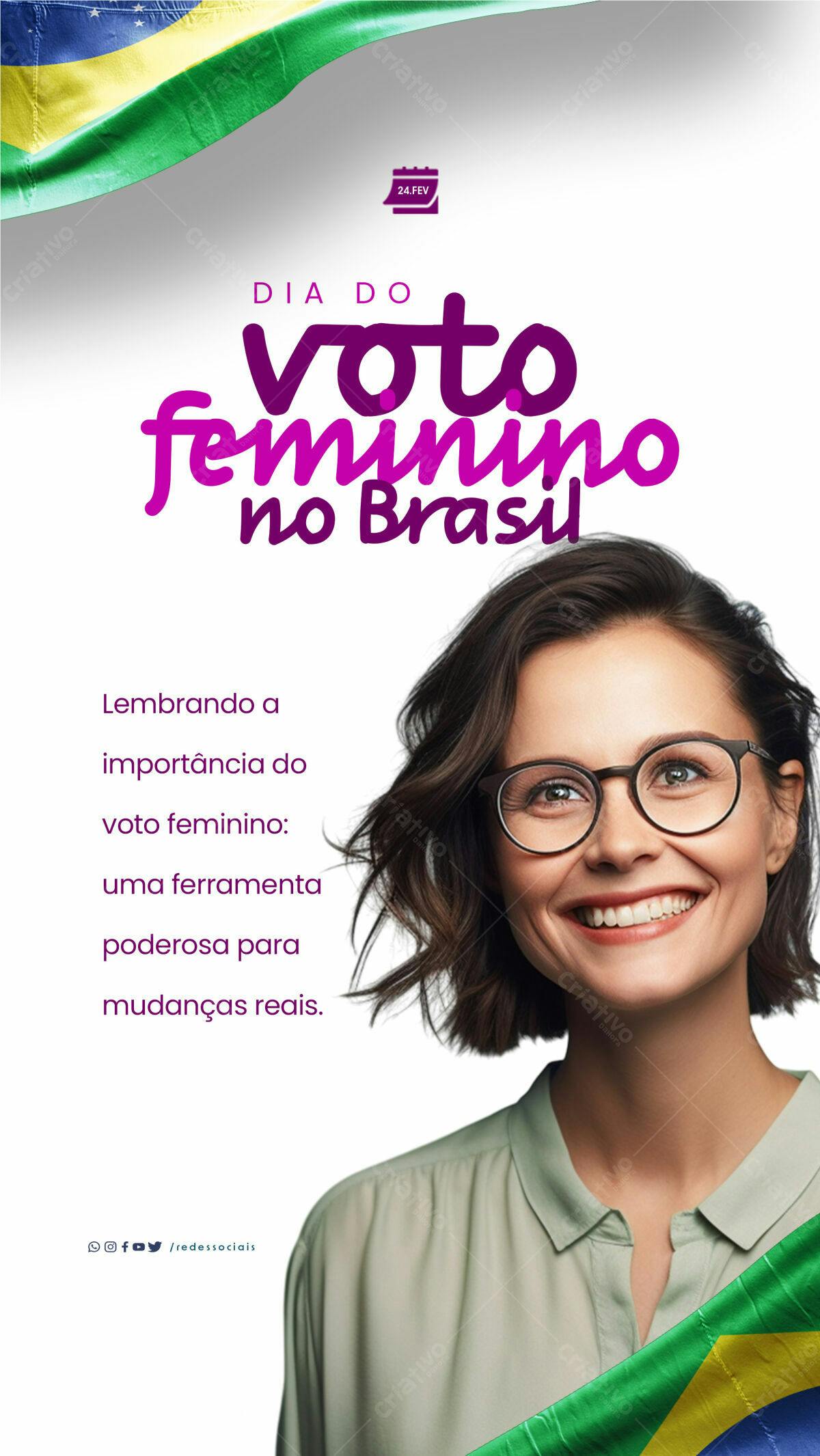 Flyer Dia do Voto Feminino no Brasil PSD Editável