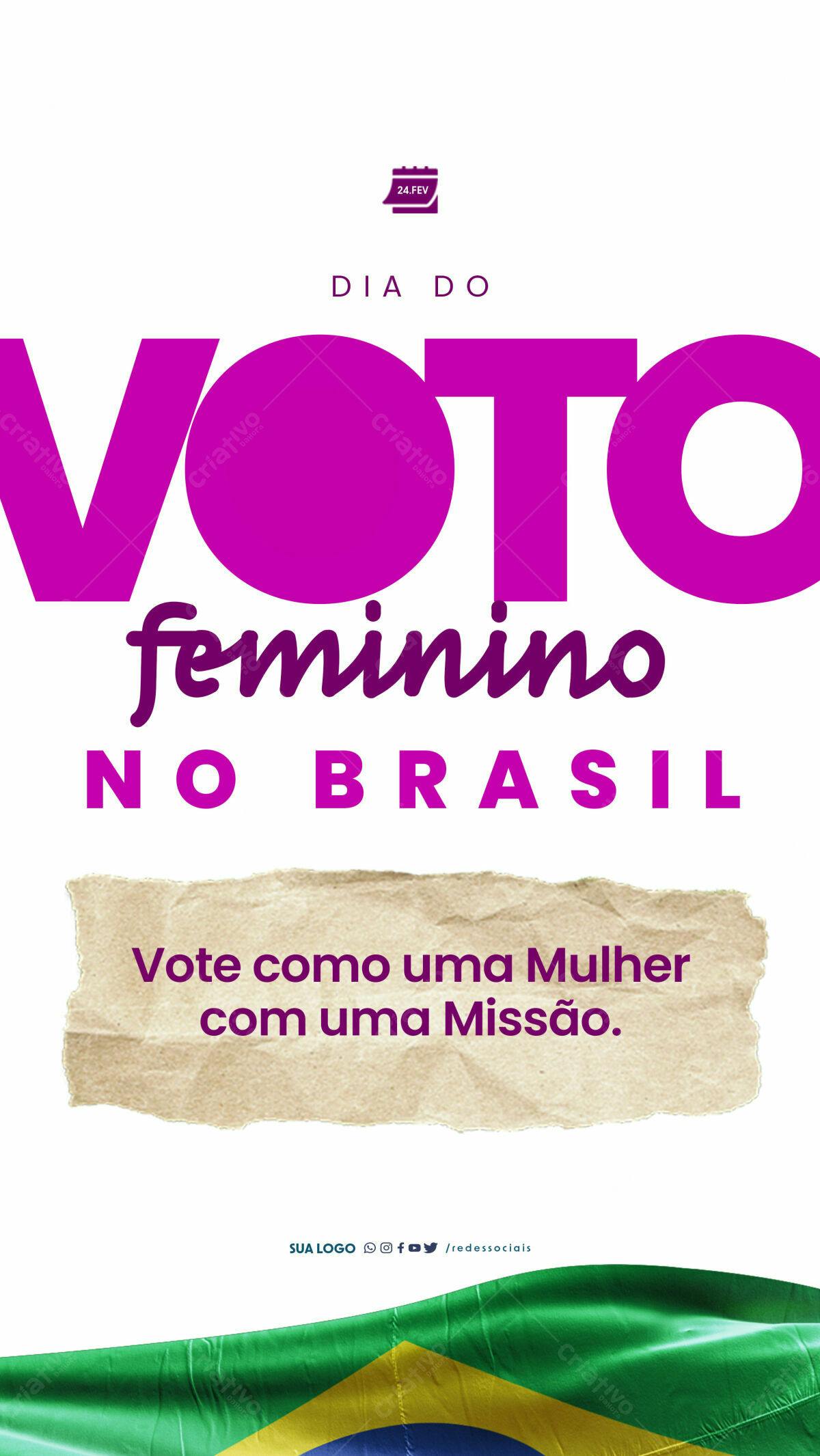 Flyer Dia do Voto Feminino no Brasil PSD Editável