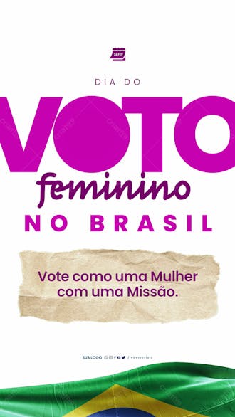 Story dia do voto feminino no brasil mulher com uma missão