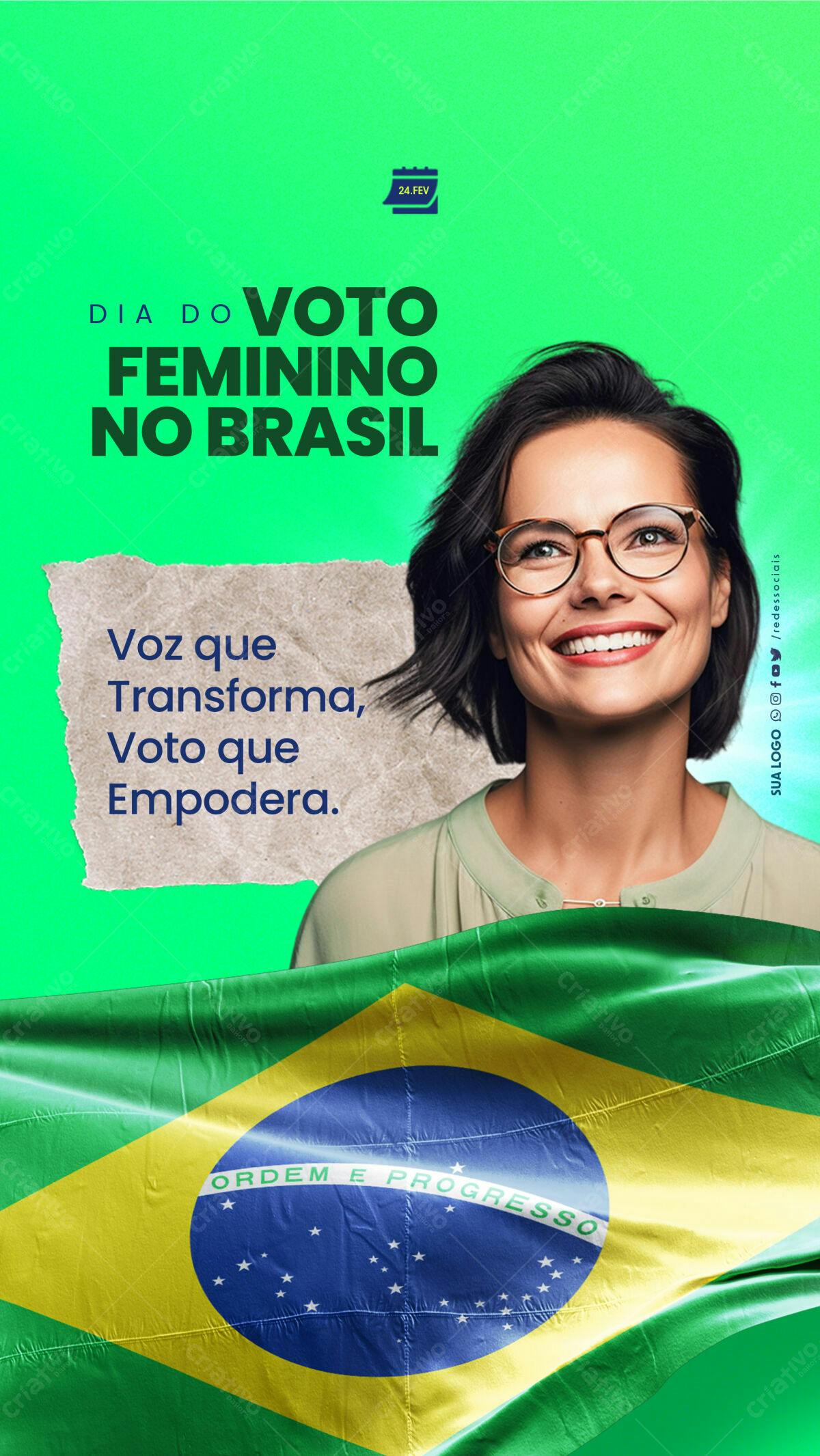 Post para Dia do Voto Feminino no Brasil PSD Editável