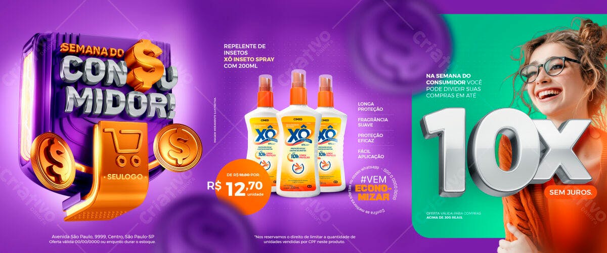 Banner Semana do Consumidor com Repelente de Insetos PSD Editável