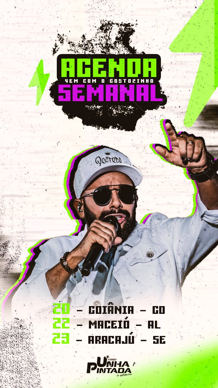 Flyer Agenda Semanal Gusttavo Lima PSD Editável