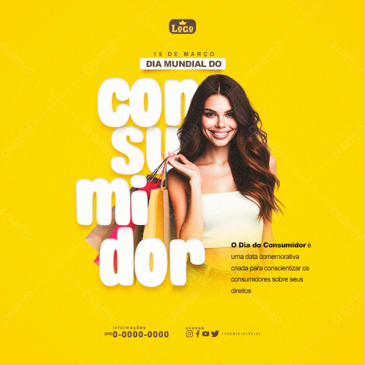 Flyer Dia Mundial do Consumidor PSD Editável