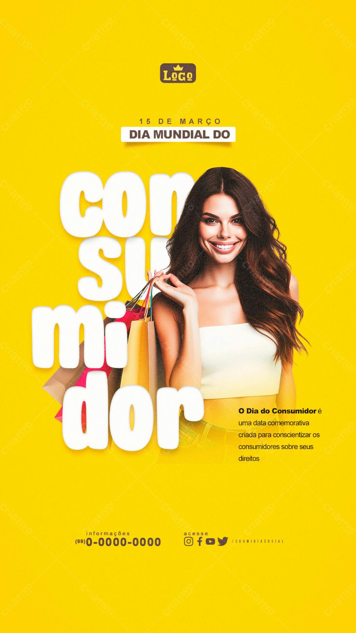 Flyer Dia Mundial do Consumidor PSD Editável