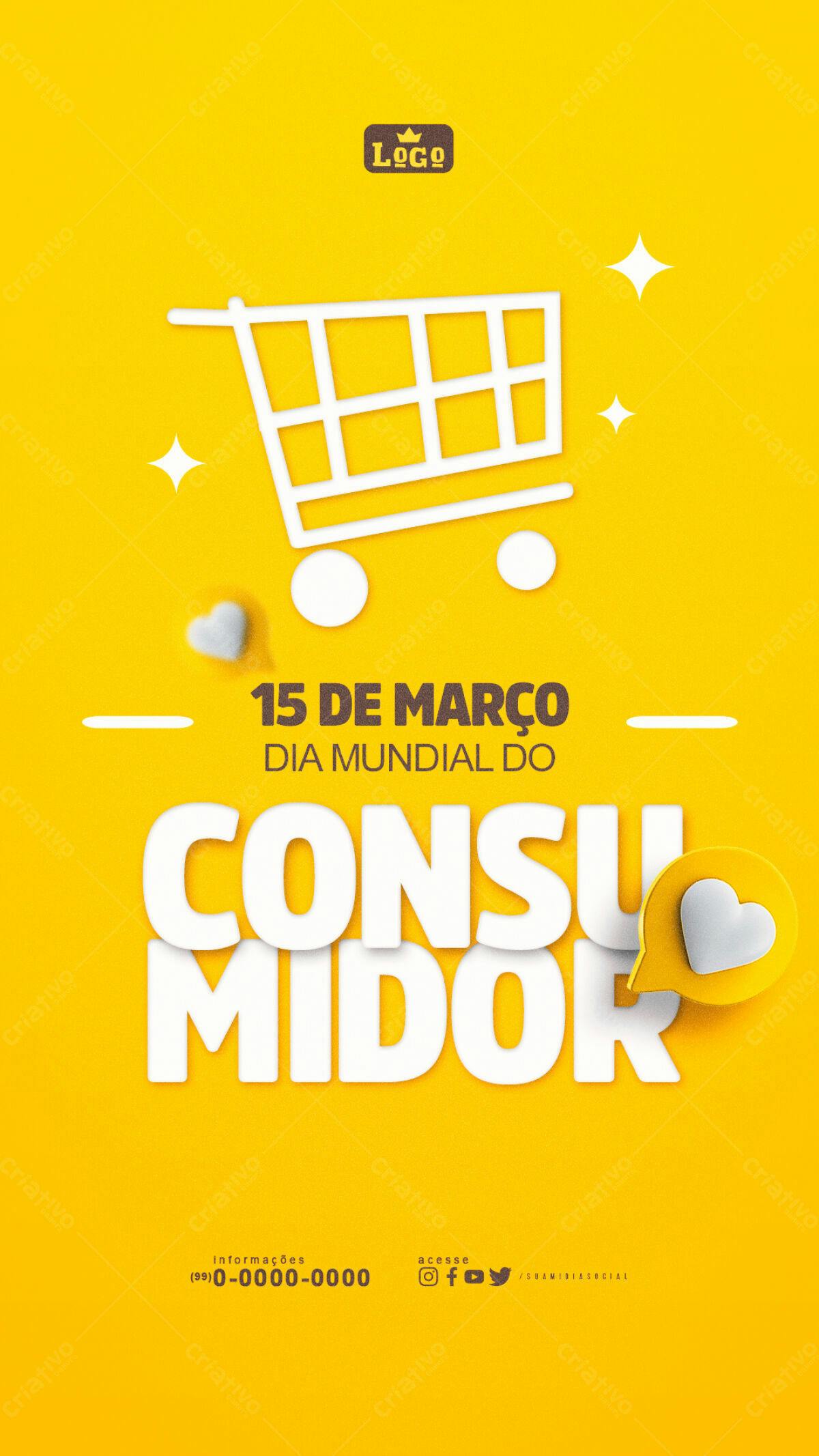 Flyer Dia Mundial do Consumidor PSD Editável