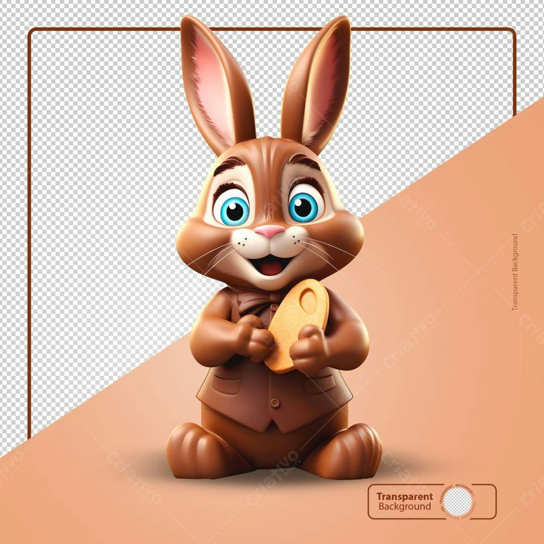 PSD Coelho de Chocolate para Páscoa Editável