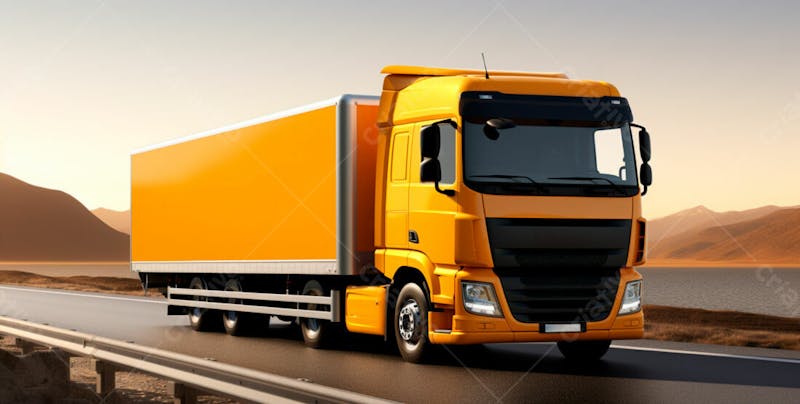 Imagem de um caminhão nas cores amarelo e laranja 3