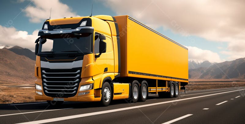 Imagem de um caminhão nas cores amarelo e laranja 5