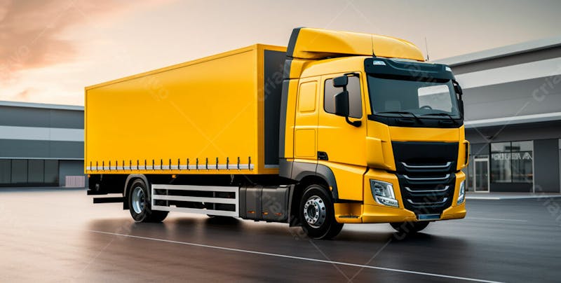 Imagem de um caminhão nas cores amarelo e laranja 7
