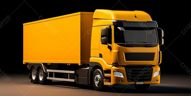 Imagem de um caminhão nas cores amarelo e laranja 8