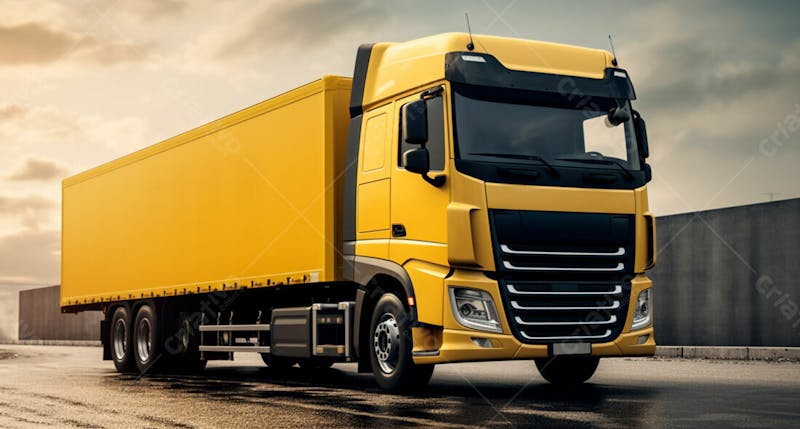 Imagem de um caminhão nas cores amarelo e laranja 9