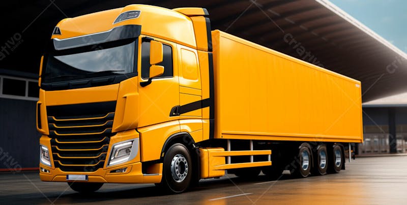 Imagem de um caminhão nas cores amarelo e laranja 13