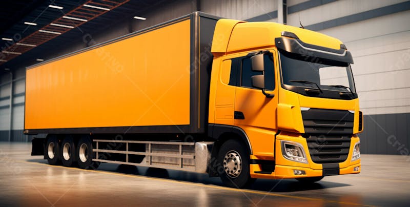 Imagem de um caminhão nas cores amarelo e laranja 15