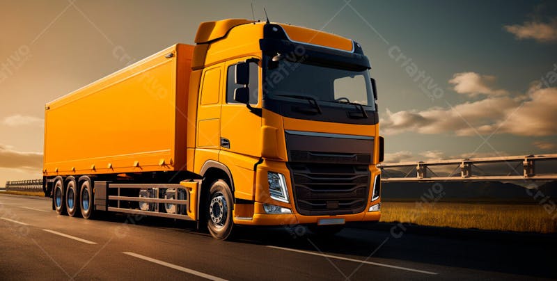 Imagem de um caminhão nas cores amarelo e laranja 16