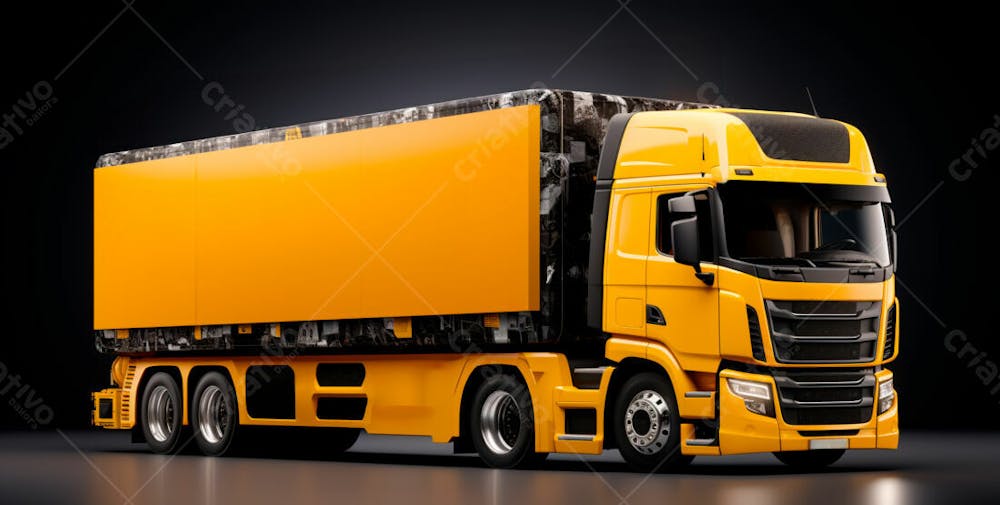 Imagem De Um  Caminhão Nas Cores Amarelo E Laranja 17