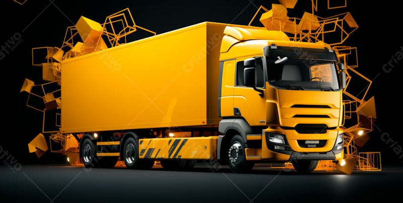 Imagem de um caminhão nas cores amarelo e laranja 23