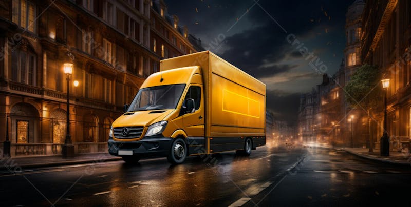 Imagem de um caminhão nas cores amarelo e laranja 31