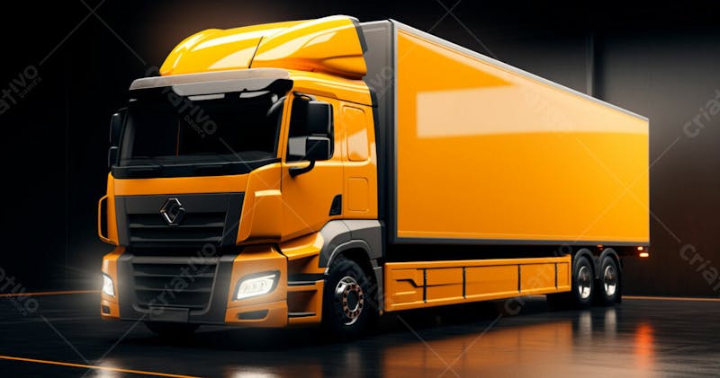 Imagem de um caminhão nas cores amarelo e laranja 35