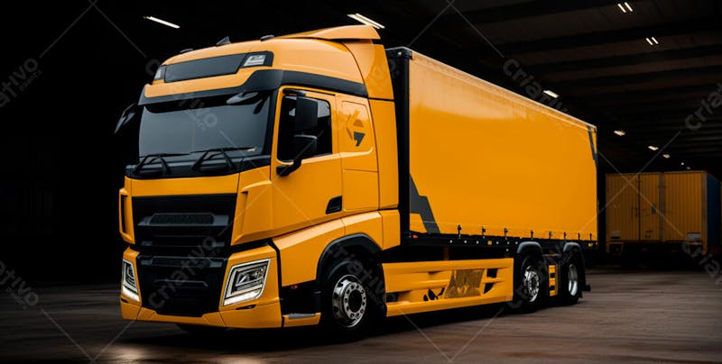Imagem de um caminhão nas cores amarelo e laranja 42
