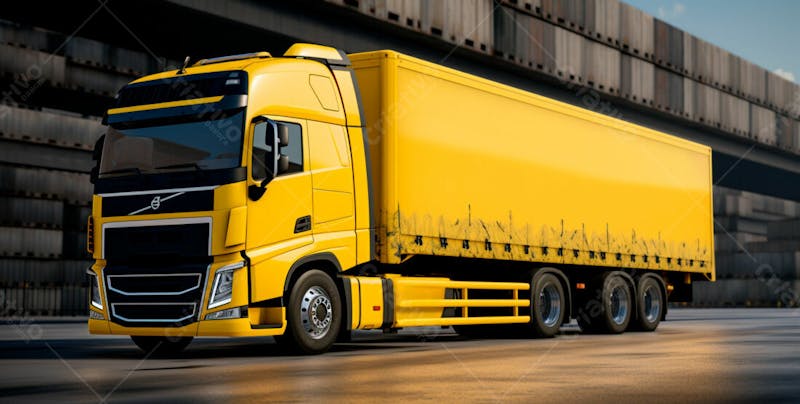 Imagem de um caminhão nas cores amarelo e laranja 43