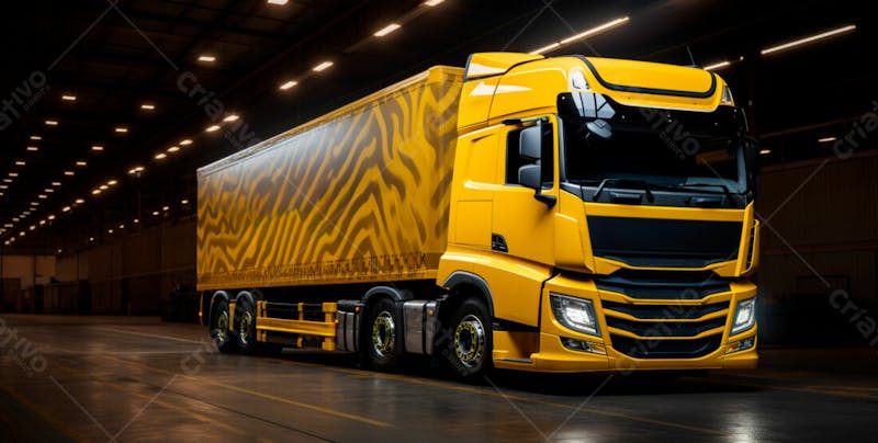 Imagem de um caminhão nas cores amarelo e laranja 52