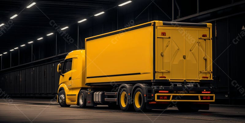 Imagem de um caminhão nas cores amarelo e laranja 55
