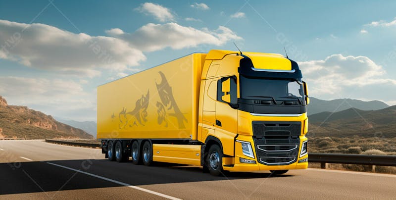 Imagem de um caminhão nas cores amarelo e laranja 67