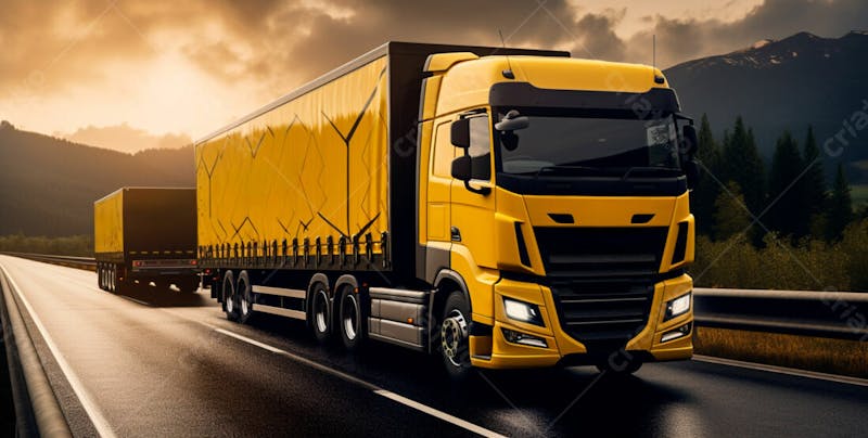 Imagem de um caminhão nas cores amarelo e laranja 70