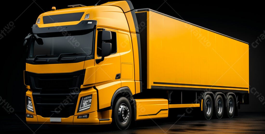Caminhão baú amarelo transporte