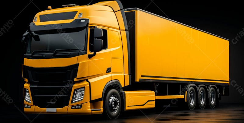 Imagem de um caminhão nas cores amarelo e laranja 82